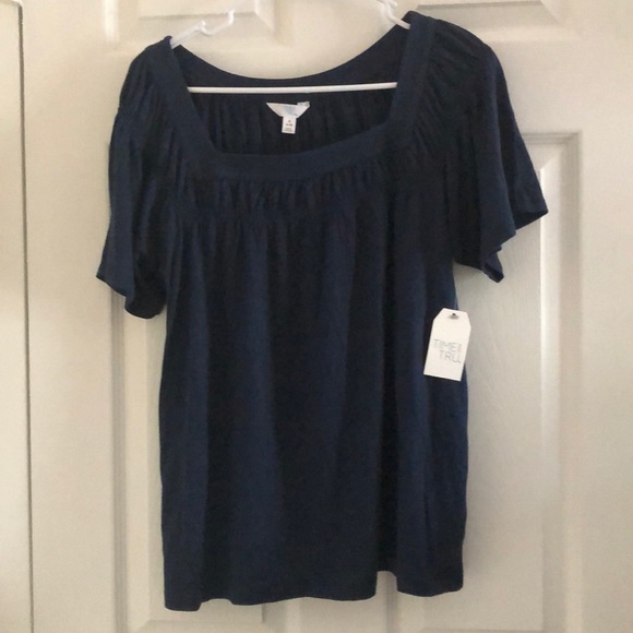Time and Tru Tops - NWT Navy Blue Shirt w/ Square Neckline Style - S